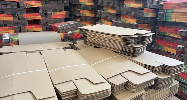 finished packaging boxes stacking area