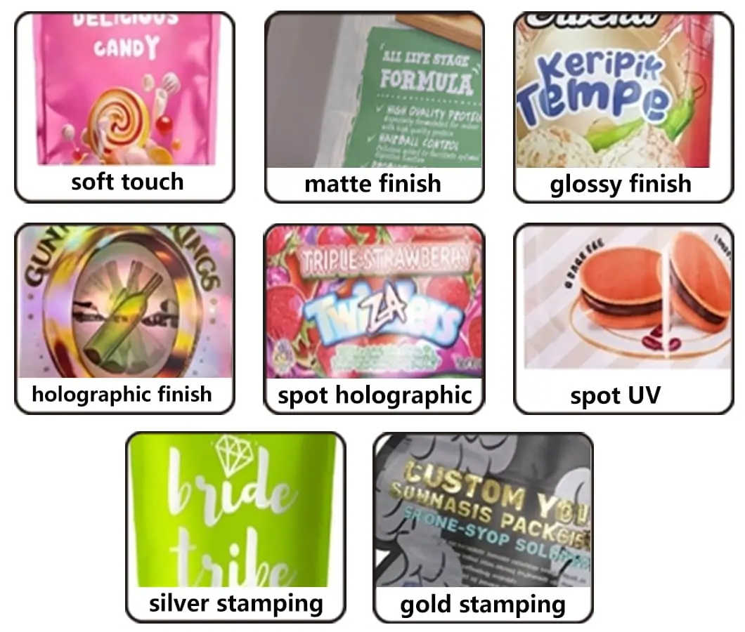 Custom printed snack packaging with premium finishes