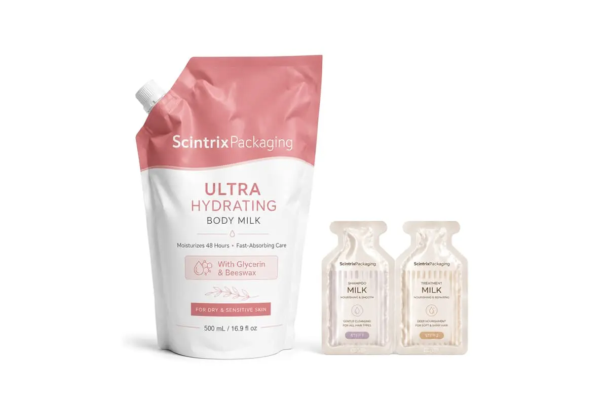 Lotion sachet and pouch packaging