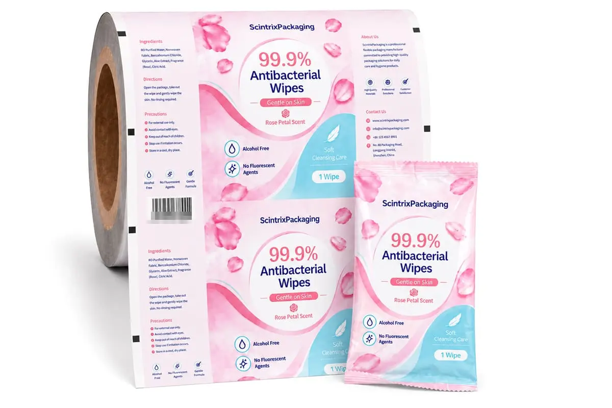 Wet wipe flexible packaging film