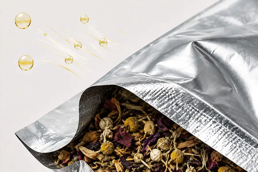 Aroma retention for tea packaging