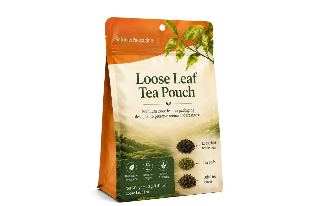 Loose leaf tea packaging bag
