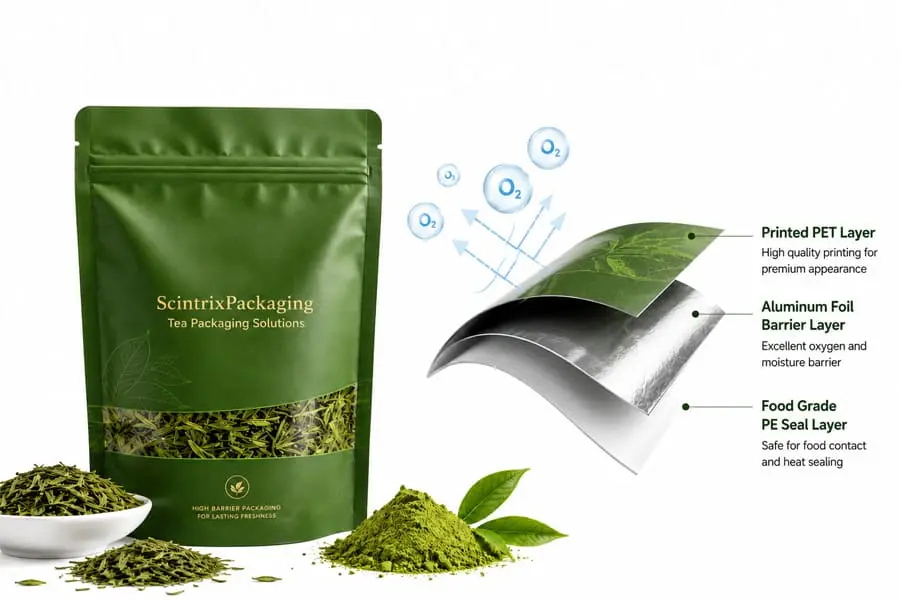 Oxygen barrier for green tea