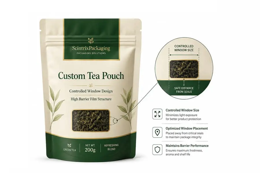 Window design for tea pouches