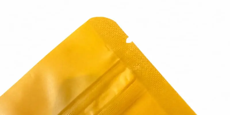 Tear notch detail on a flexible pouch