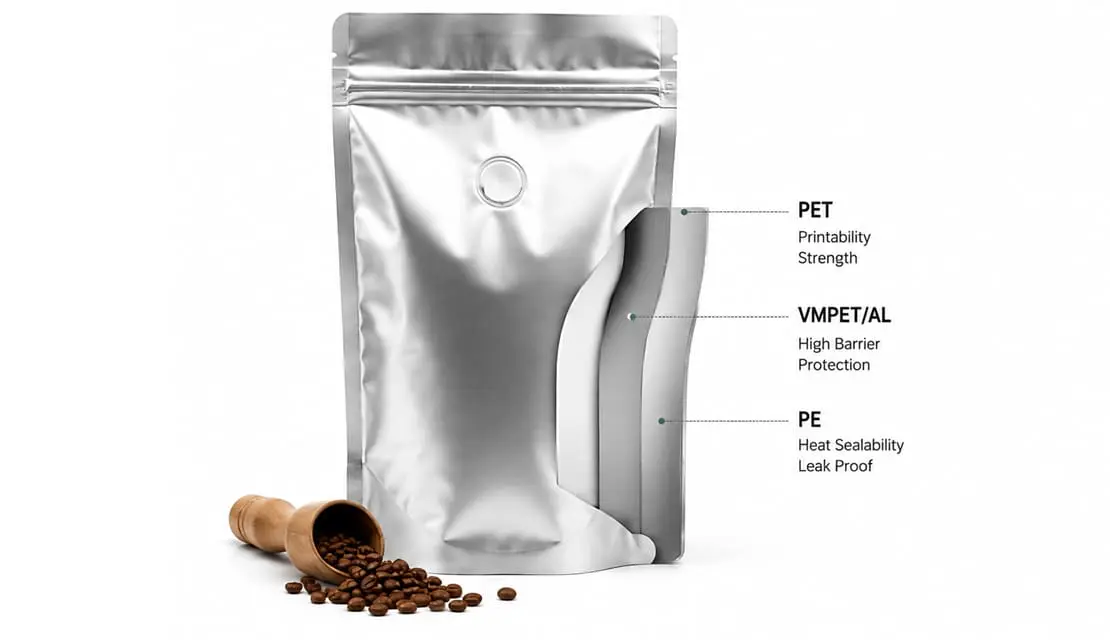 Foil Coffee Stand Up Pouches